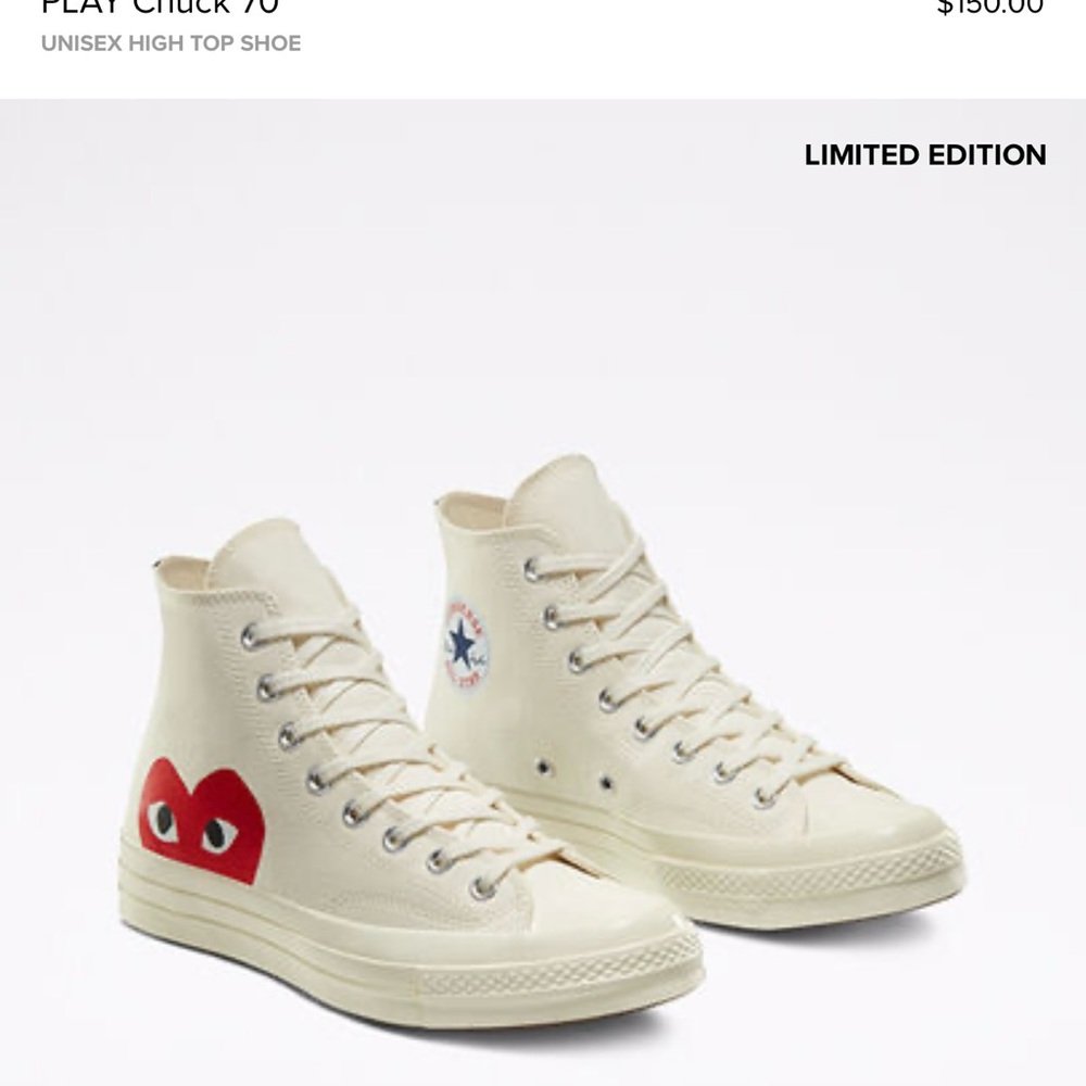 Converse x Comme does garçons play Chuck 70, unisex, limited edition!